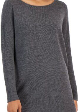 Eileen Fisher Charcoal Grey Tunic Sweater Italian Yarn Merino Blend Medium